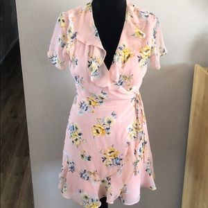 Lush floral-print ruffled wrap dress